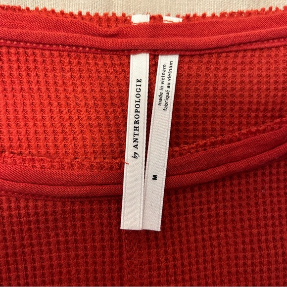 Anthropologie Thermal Long Sleeve Burnt Orange boxy oversized shirt size Medium - Picture 5 of 8